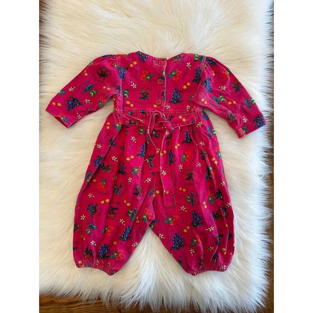 Vintage OshKosh Baby B'Gosh Toddler Bubble‎ Romper Fruits 3/6 Months Pink